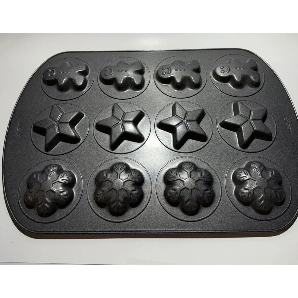 Wilton Christmas Cookie Pan Snowman Star Snowflake Jello Candy Mold Tray Set 2